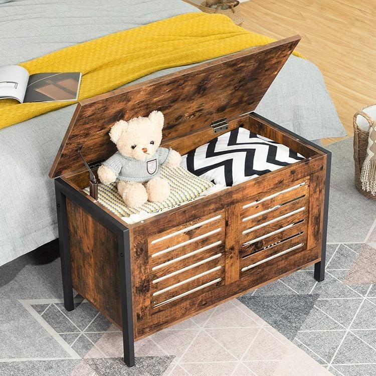 Rustic Entryway Bench Trunk Organizer Wooden Children Kids Toy Storage Box Chest
